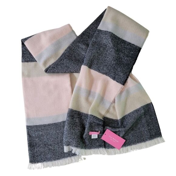 Isaac Mizrahi Herr Blanket Scarf • Black & Blush Pink• NWT - Picture 6 of 8